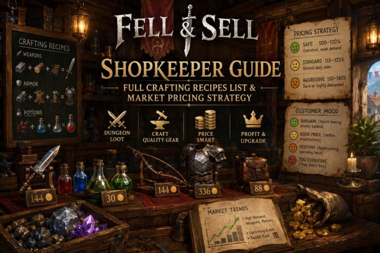 Fell & Sell Shopkeeper Guide: Full Crafting Recipes List & Market Pricing Strategy