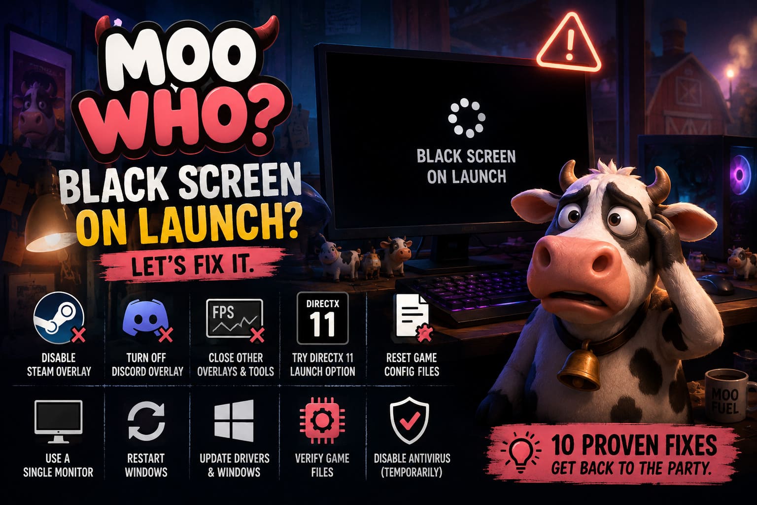 How to Fix Moo Who Black Screen on Launch: Complete Troubleshooting Guide How to Fix Moo Who Black Screen on Launch: Complete Troubleshooting Guide