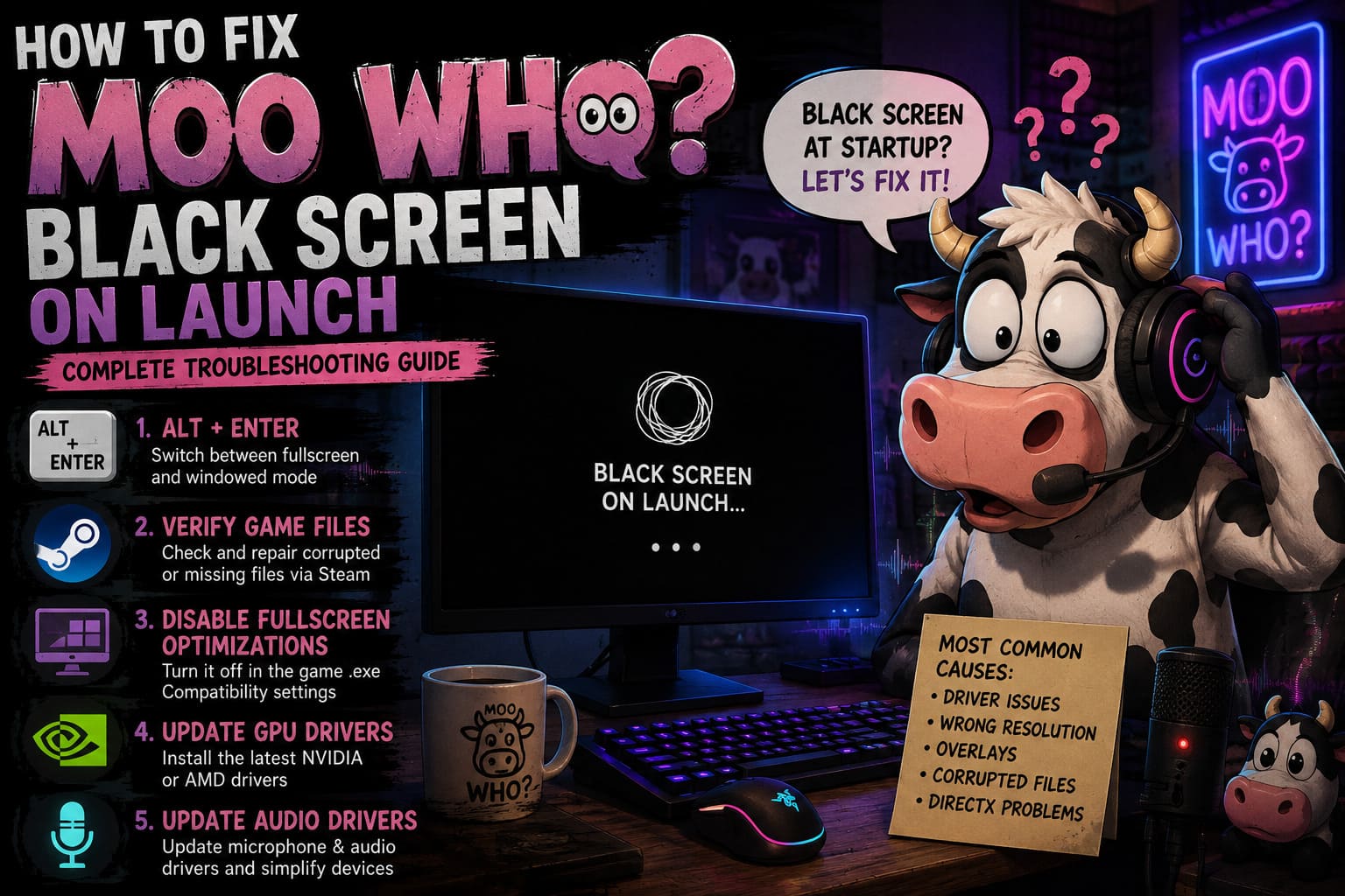 How to Fix Moo Who Black Screen on Launch: Complete Troubleshooting Guide How to Fix Moo Who Black Screen on Launch: Complete Troubleshooting Guide