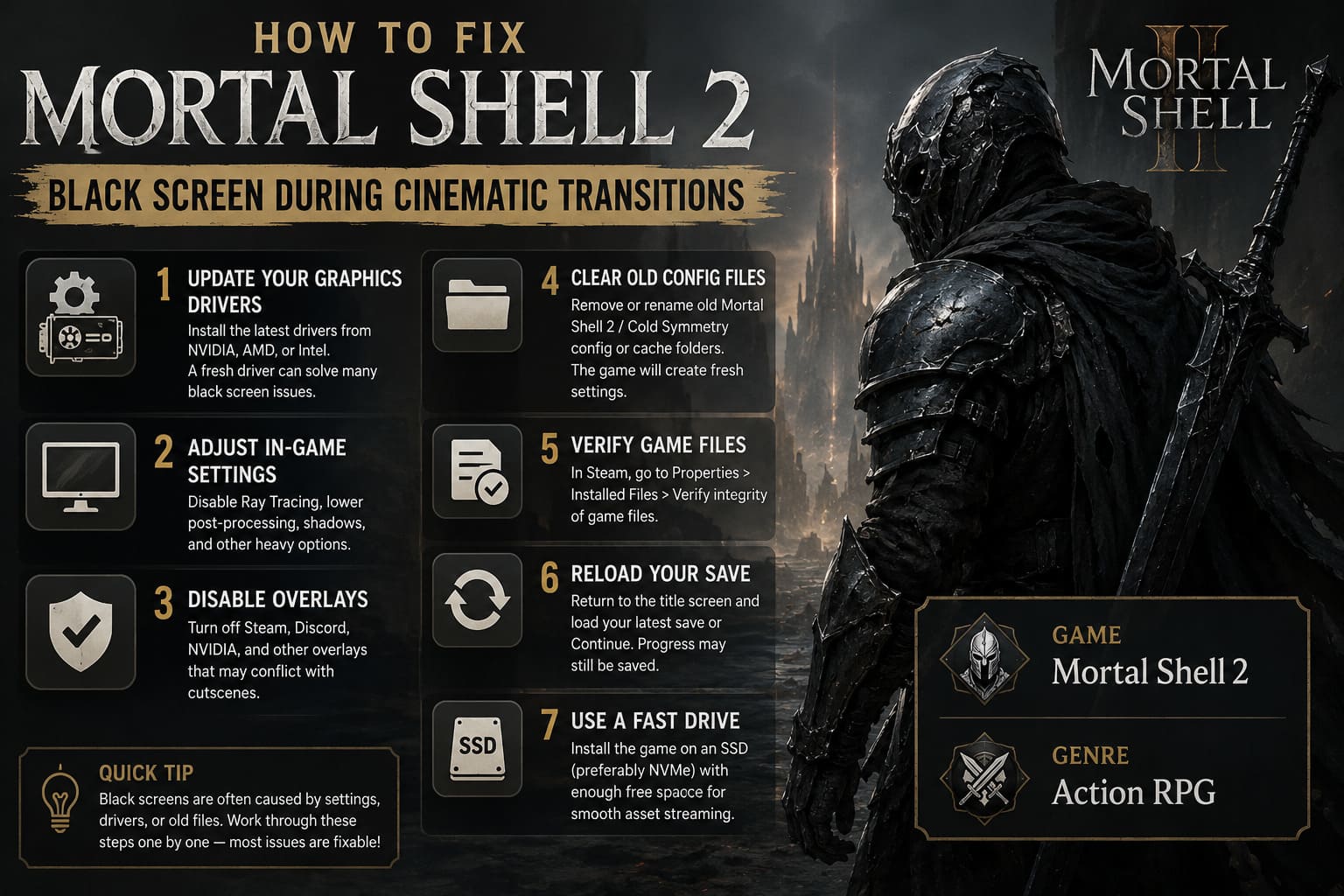 How to Fix Mortal Shell 2 Black Screen During Cinematic Transitions How to Fix Mortal Shell 2 Black Screen During Cinematic Transitions