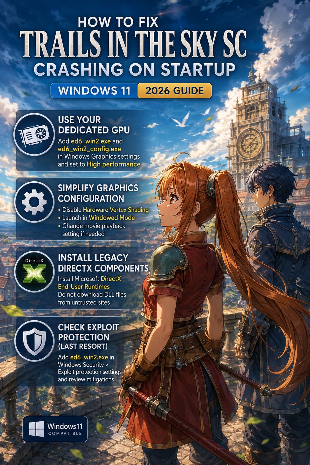 How to Fix Trails in the Sky SC Crashing on Startup Windows 11 (2026 Guide) How to Fix Trails in the Sky SC Crashing on Startup Windows 11 (2026 Guide)