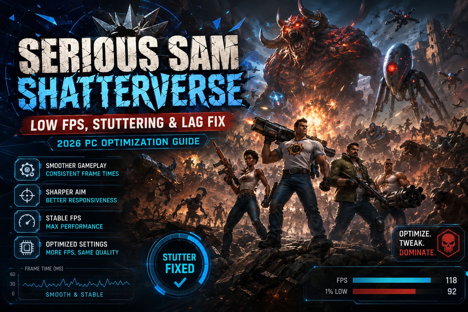 Serious Sam Shatterverse Low FPS, Stuttering & Lag Fix: 2026 PC Optimization Guide Serious Sam Shatterverse Low FPS, Stuttering & Lag Fix: 2026 PC Optimization Guide