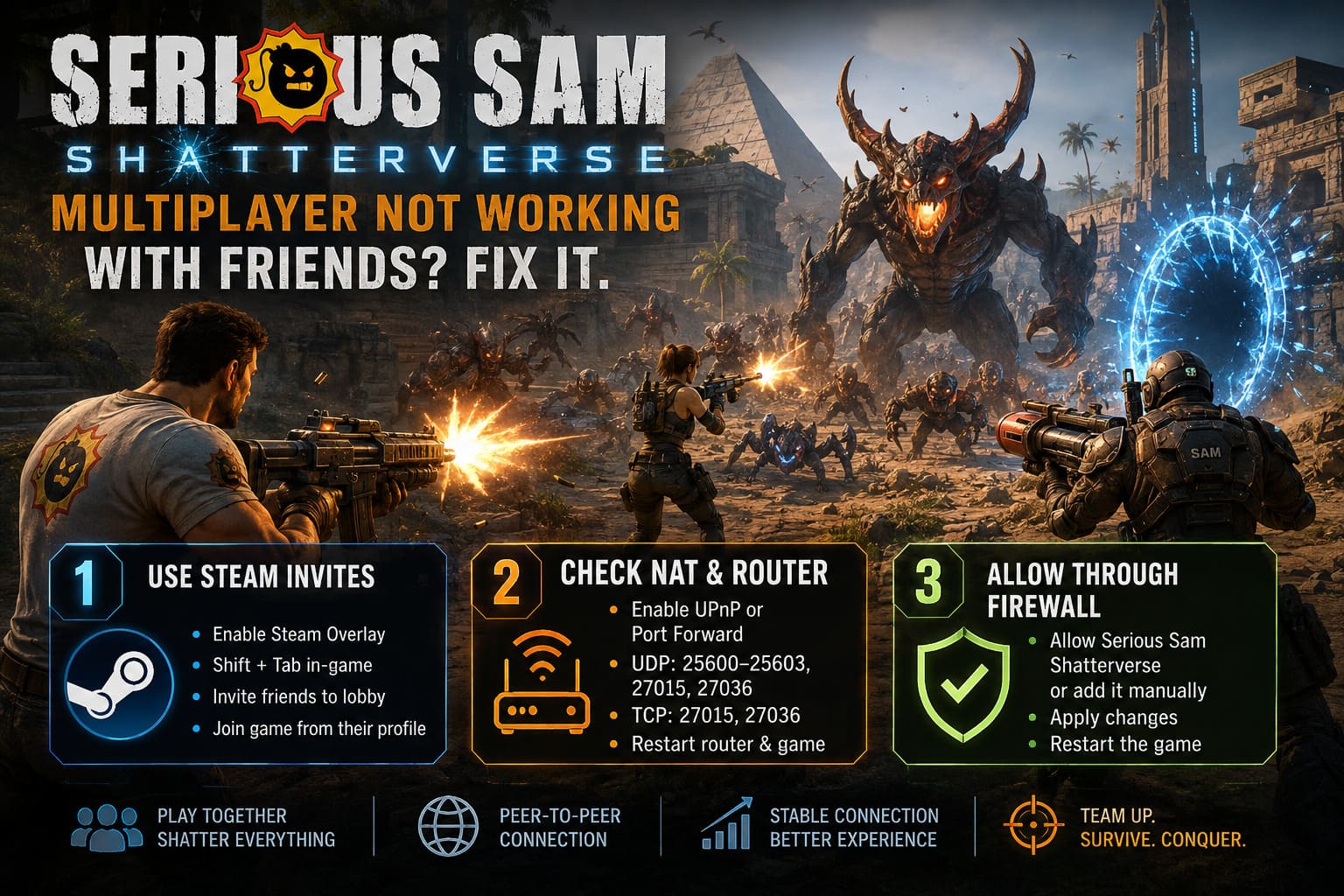 Serious Sam Shatterverse Multiplayer Not Working With Friends Fix (2026) Serious Sam Shatterverse Multiplayer Not Working With Friends Fix (2026)