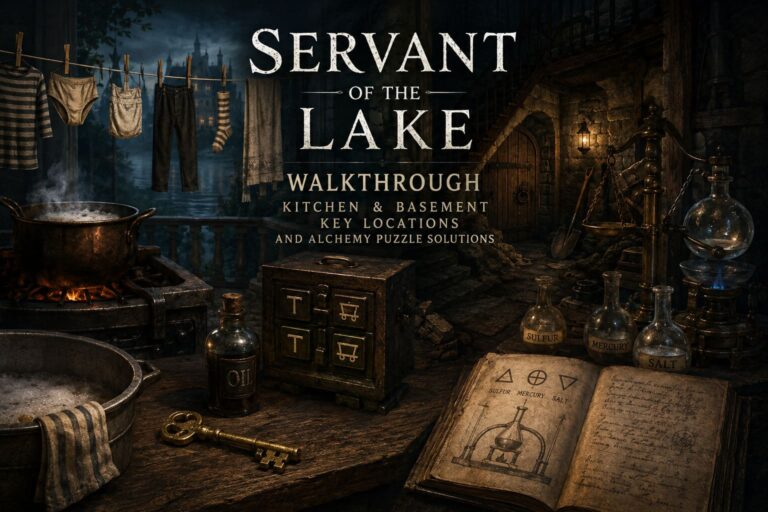 Servant of the Lake Walkthrough: Kitchen & Basement Key Locations and Alchemy Puzzle Solutions Servant of the Lake Walkthrough: Kitchen & Basement Key Locations and Alchemy Puzzle Solutions