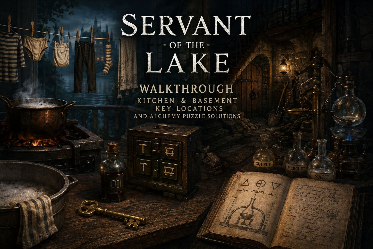 Servant of the Lake Walkthrough: Kitchen & Basement Key Locations and Alchemy Puzzle Solutions Servant of the Lake Walkthrough: Kitchen & Basement Key Locations and Alchemy Puzzle Solutions