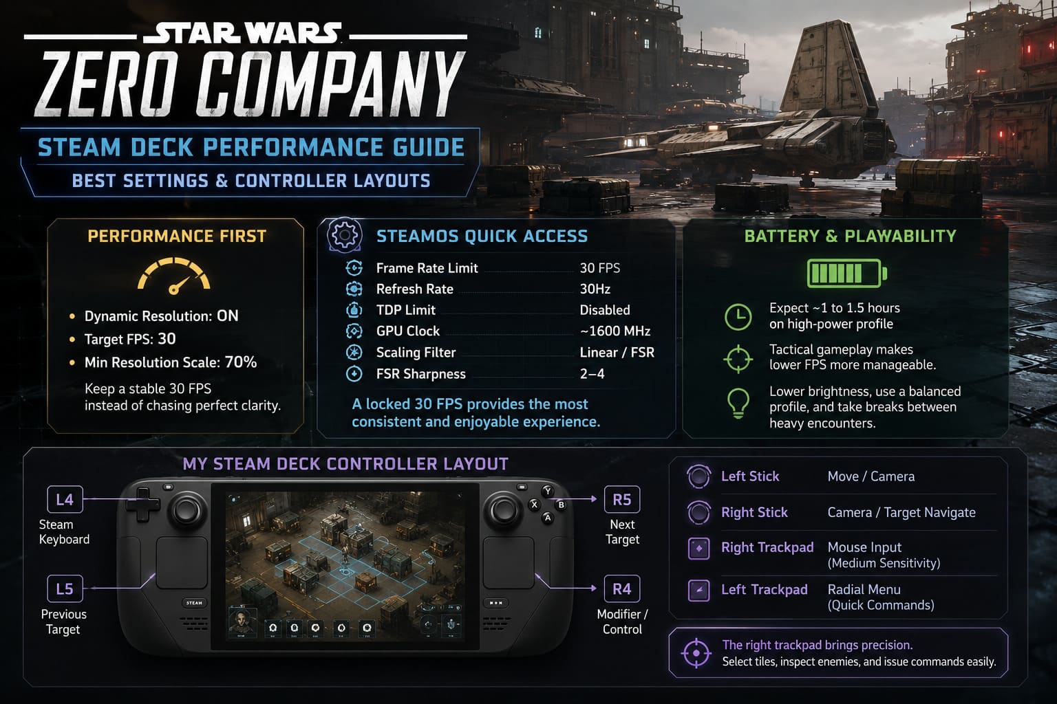 Star Wars Zero Company Steam Deck Performance Guide: Best Settings and Controller Layouts Star Wars Zero Company Steam Deck Performance Guide: Best Settings and Controller Layouts