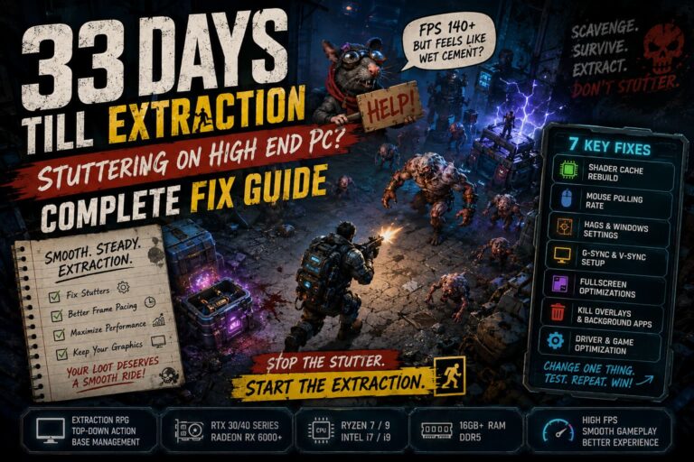 33 Days Till Extraction Stuttering on High End PC: Complete Fix Guide 33 Days Till Extraction Stuttering on High End PC: Complete Fix Guide