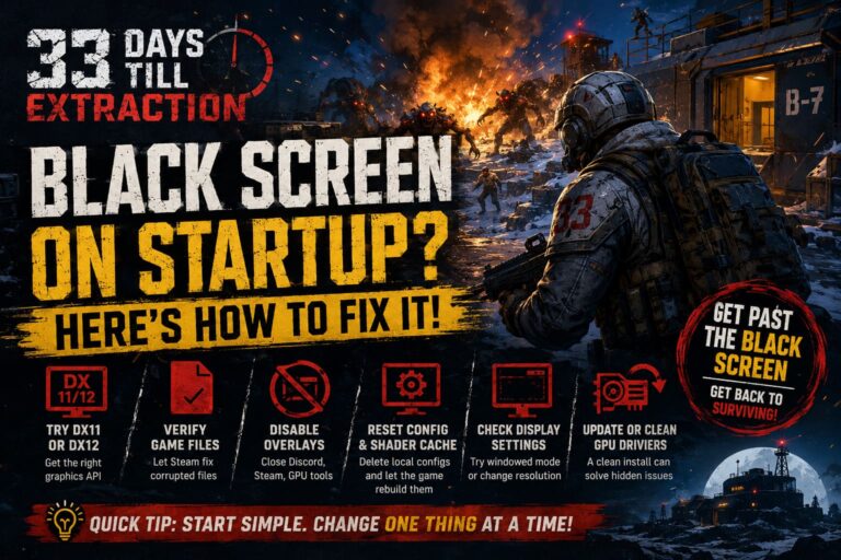 How to Fix 33 Days till Extraction Black Screen on Startup Error How to Fix 33 Days till Extraction Black Screen on Startup Error