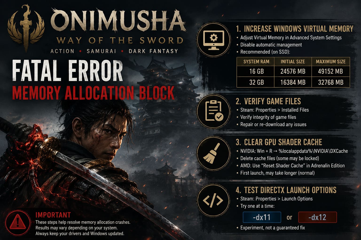 How to Fix Onimusha: Way of the Sword Fatal Error Memory Allocation Block How to Fix Onimusha: Way of the Sword Fatal Error Memory Allocation Block
