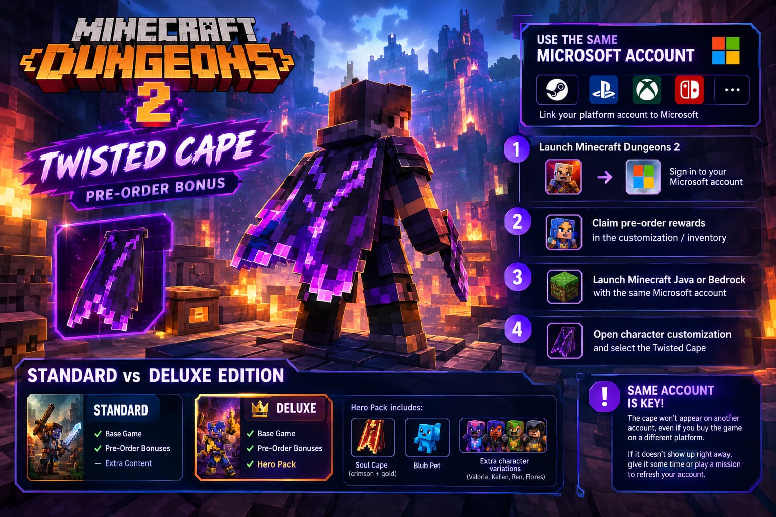 Minecraft Dungeons 2 Pre-Order Bonuses Guide: How to Get the Twisted ...