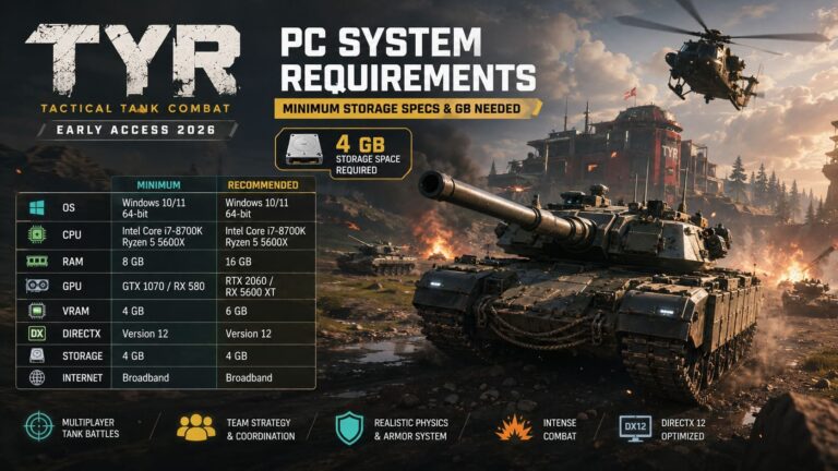 Tyr PC System Requirements: Minimum Storage Specs & GB Needed (2026) Tyr PC System Requirements: Minimum Storage Specs & GB Needed (2026)