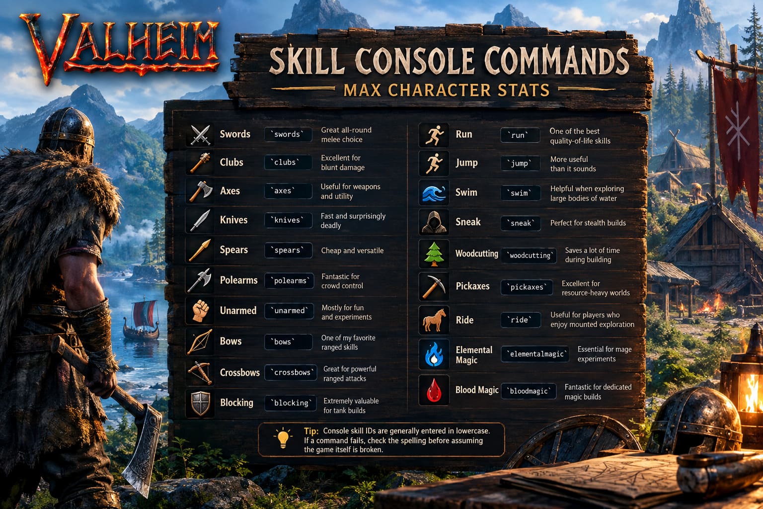Valheim Skill Console Commands: Guide to Max Character Stats (2026) Valheim Skill Console Commands: Guide to Max Character Stats (2026)