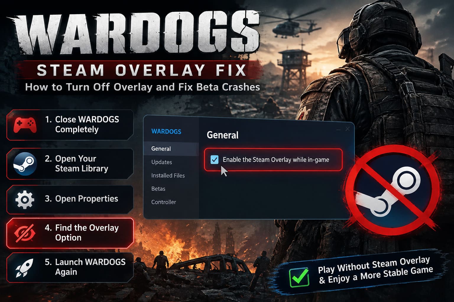 WARDOGS Steam Overlay Fix: How to Turn Off Overlay and Fix Beta Crashes WARDOGS Steam Overlay Fix: How to Turn Off Overlay and Fix Beta Crashes